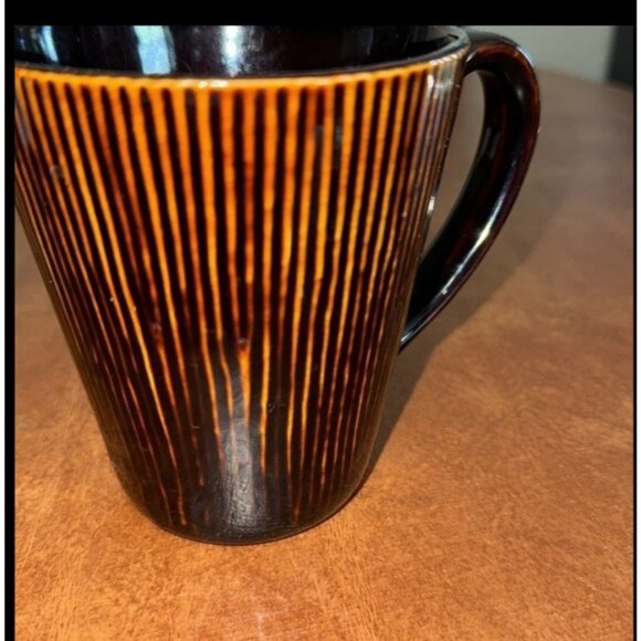 Set Of 3 Ceramic Mugs: Black With Red Dots Black Pinstripe Solid Black - Picture 2 of 11